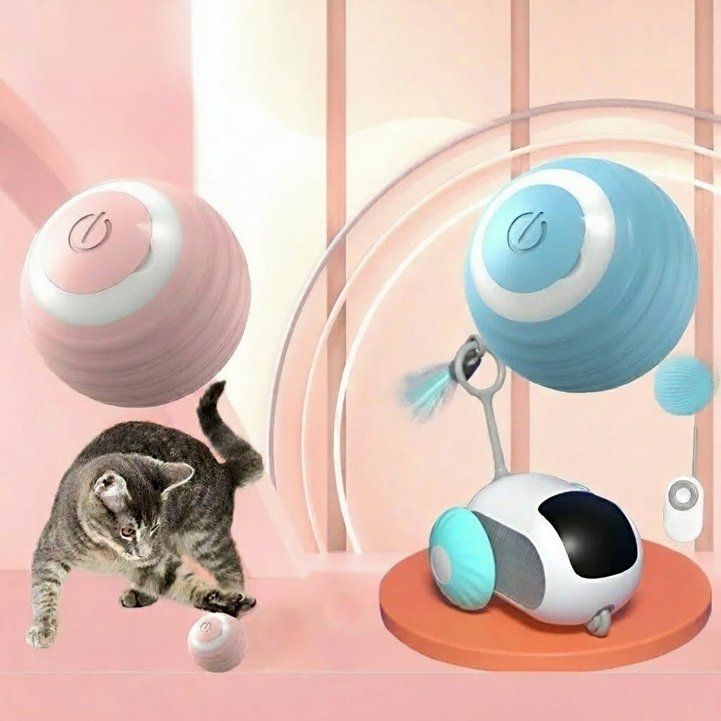 Balle interactive pour chat, jouet intelligent pour chat d'intérieur à roulement automatique magique